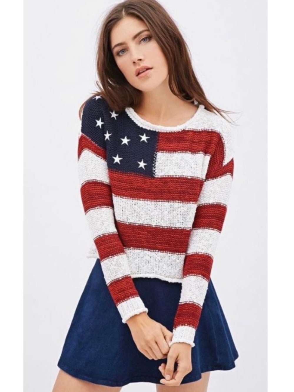 Forever 21 USA Flag Knit Sweater